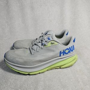 Hoka Men's Gray and Neon Green Running Shoes